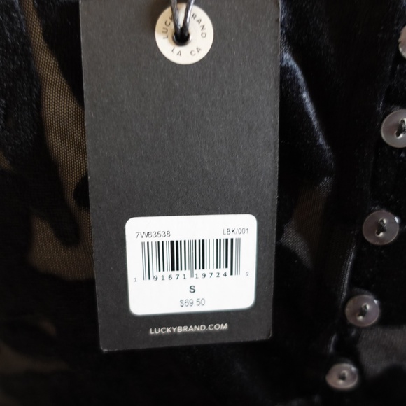 NEW Lucky Brand Black Burnout Velvet Tank Top Size S - Picture 9 of 13